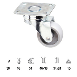 RUEDA DOMESTICA POLYAMIDA PLACA 40MM