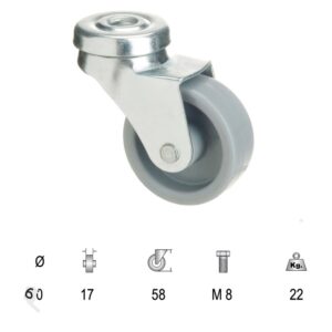 RUEDA DOMESTICA POLYAMIDA PASANTE 60MM