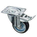 RUEDA INDUSTRIAL GOMA NEGRA CON FRENO 80mm - 80 KGS.