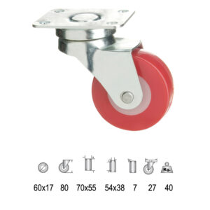 RUEDA INDUSTRIAL POLIURETANO PLACA 60 MM.